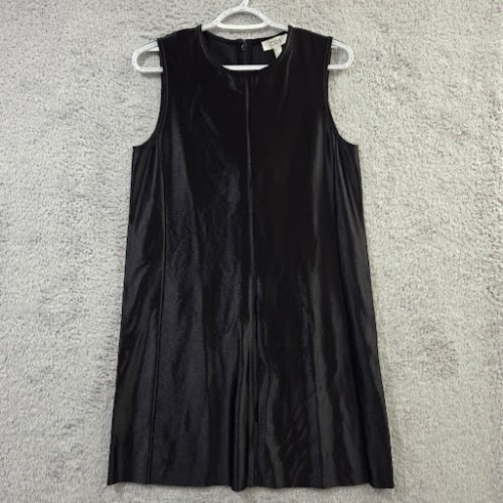 COS Panelled Satin Mini Dress Women Size Small Black Shift A-Line Sleeveless NWT